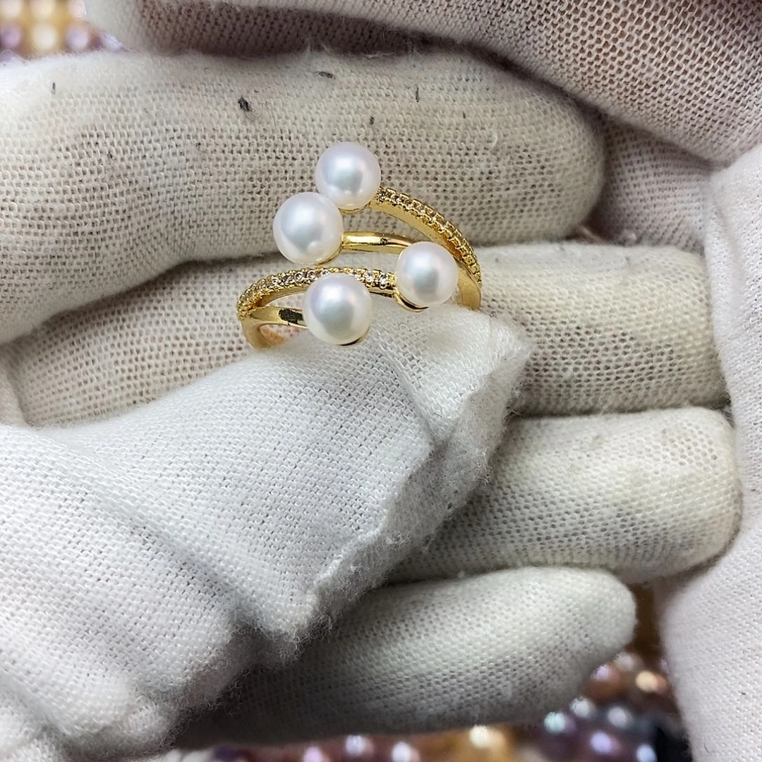 淡水珍珠戒指银S925镶嵌鸿**头