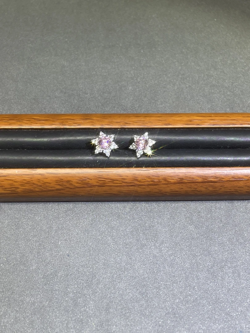 a7126白色六芒星粉耳钉多样发