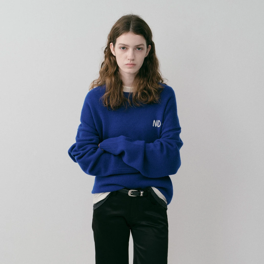 【NO DIRECTION+】手工刺绣logo圆领针织衫N540107603C