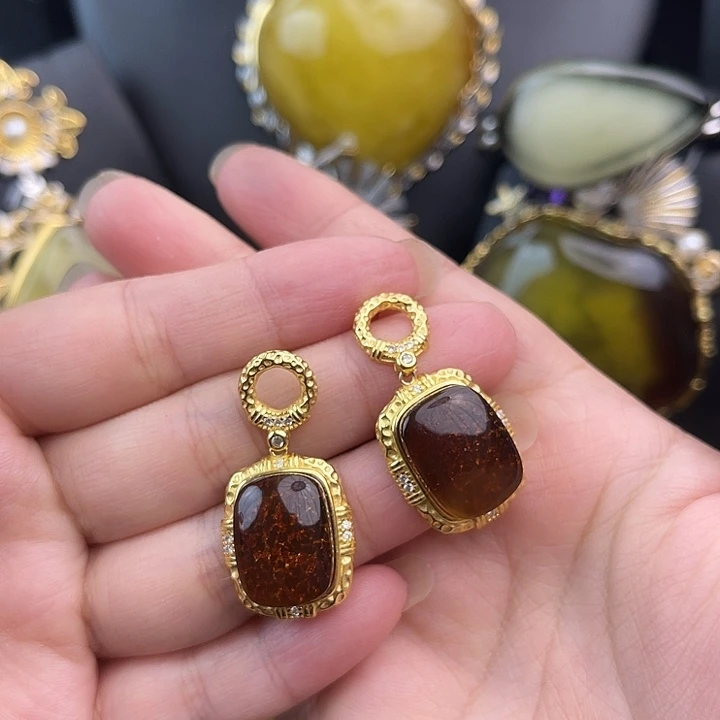 琥珀银S925镶嵌裸石