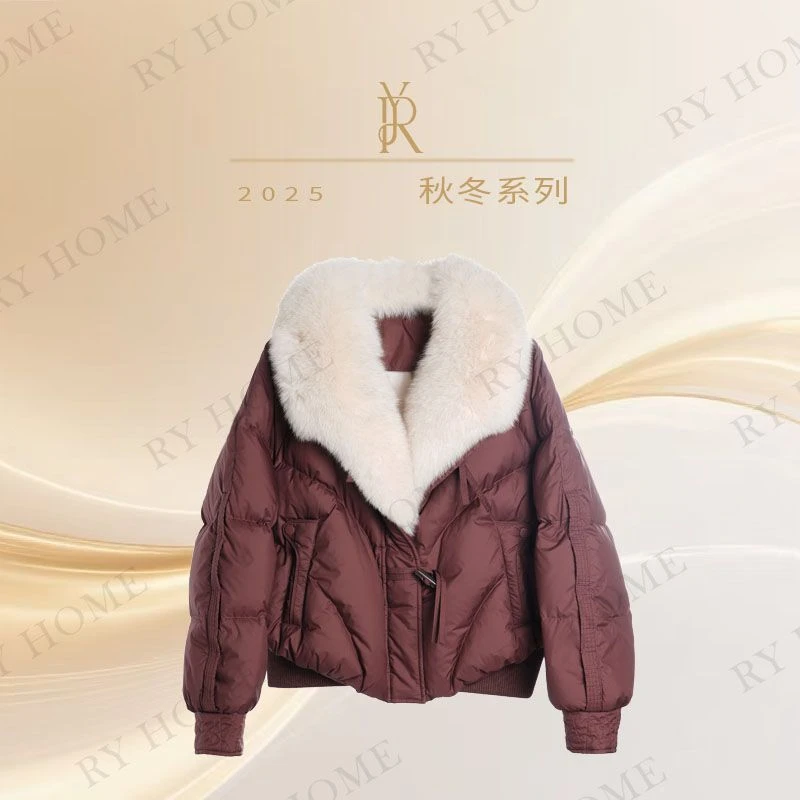 【容雨RYHOME】90白鹅绒秋冬狐狸毛领短款鹅绒服254YF1415