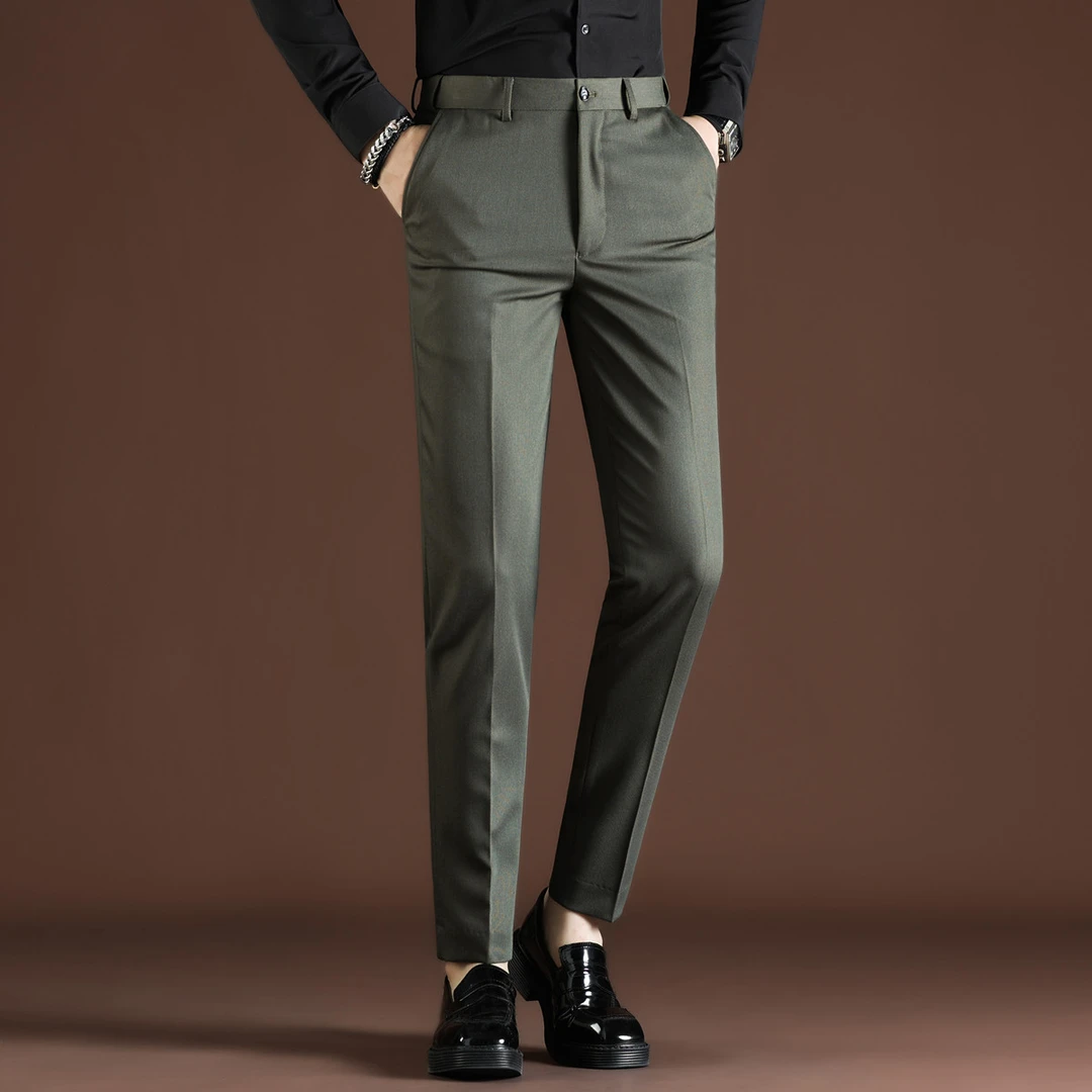 秋冬新款男士纯色高档西装裤男韩版修身潮流小脚商务免烫休闲长裤