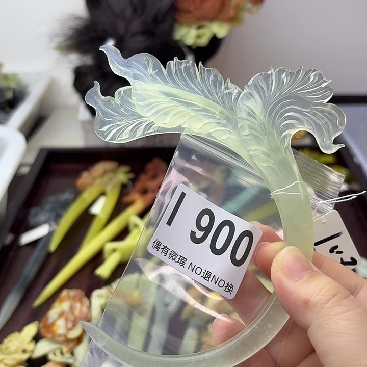 蛇纹石玉合金发饰一**瑰