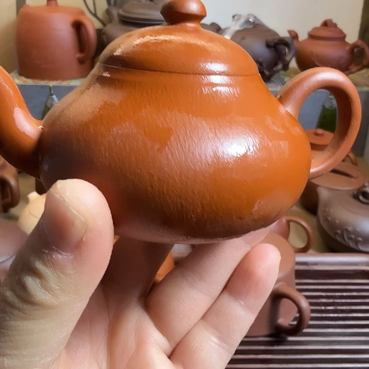 茶壶紫砂全手工朱泥矮梨80cc微瑕