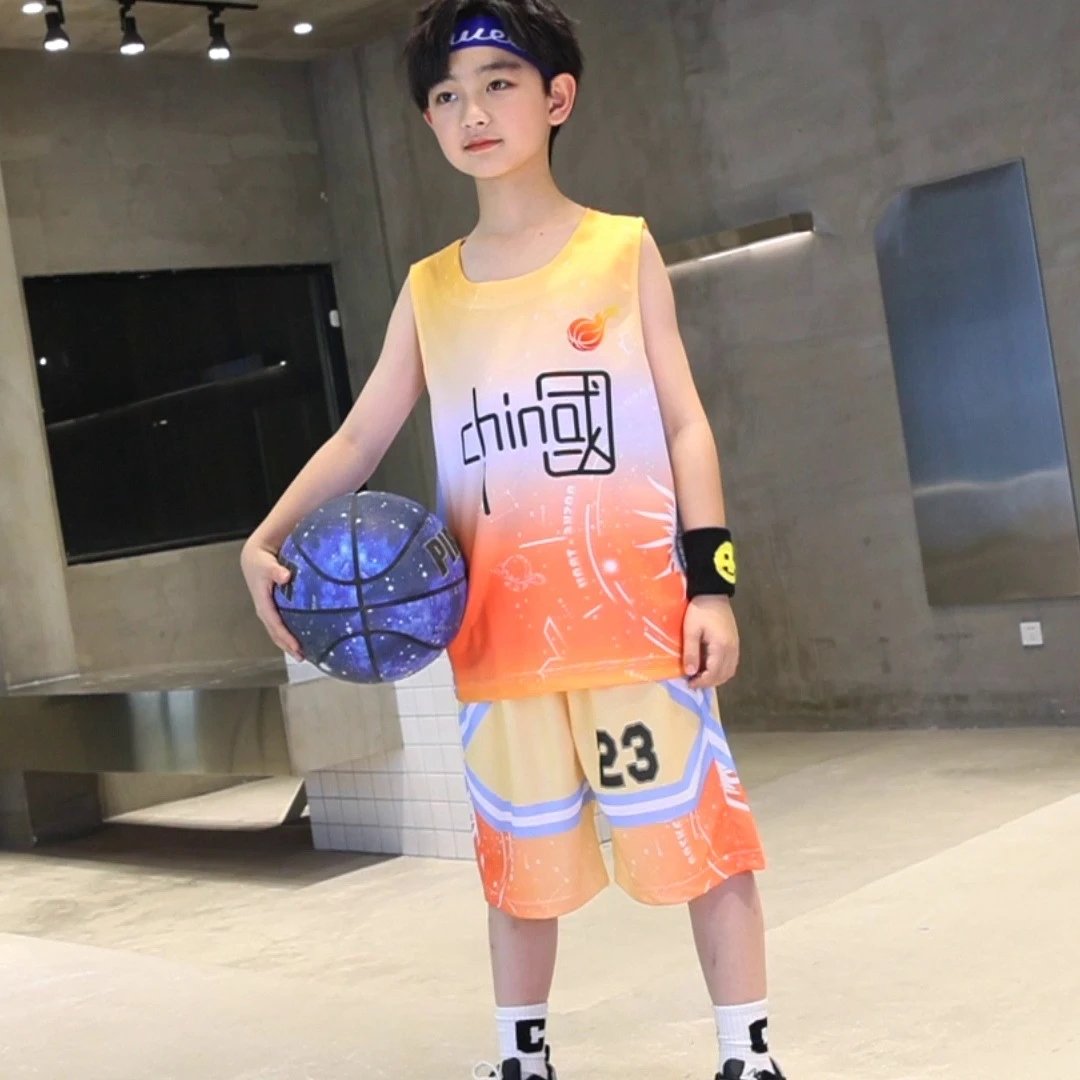 儿童篮球服套装帅气男童夏装套装篮球服夏季男孩速干运动训练球衣
