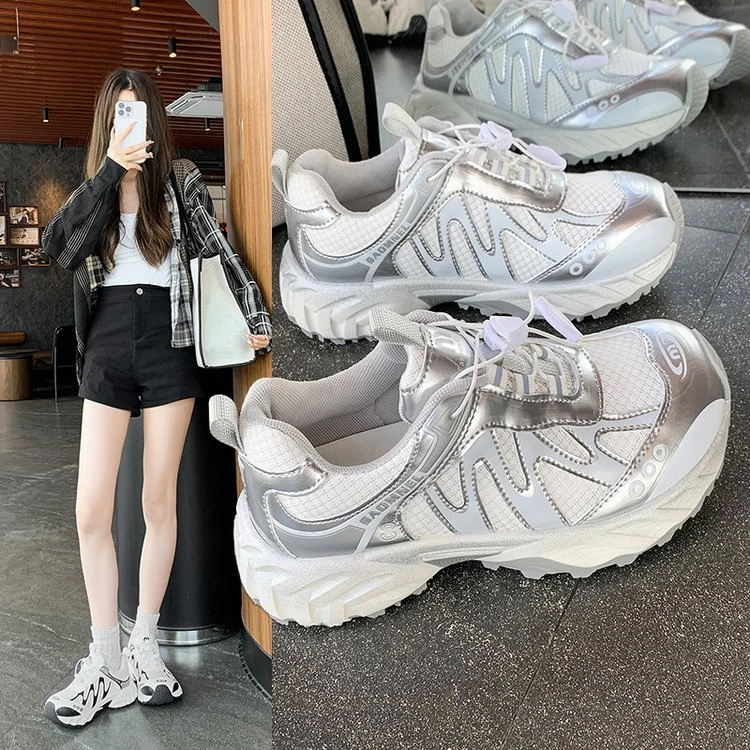 厚底老爹鞋女2025春秋季新款百搭网面增高透气跑步超火运动休闲鞋