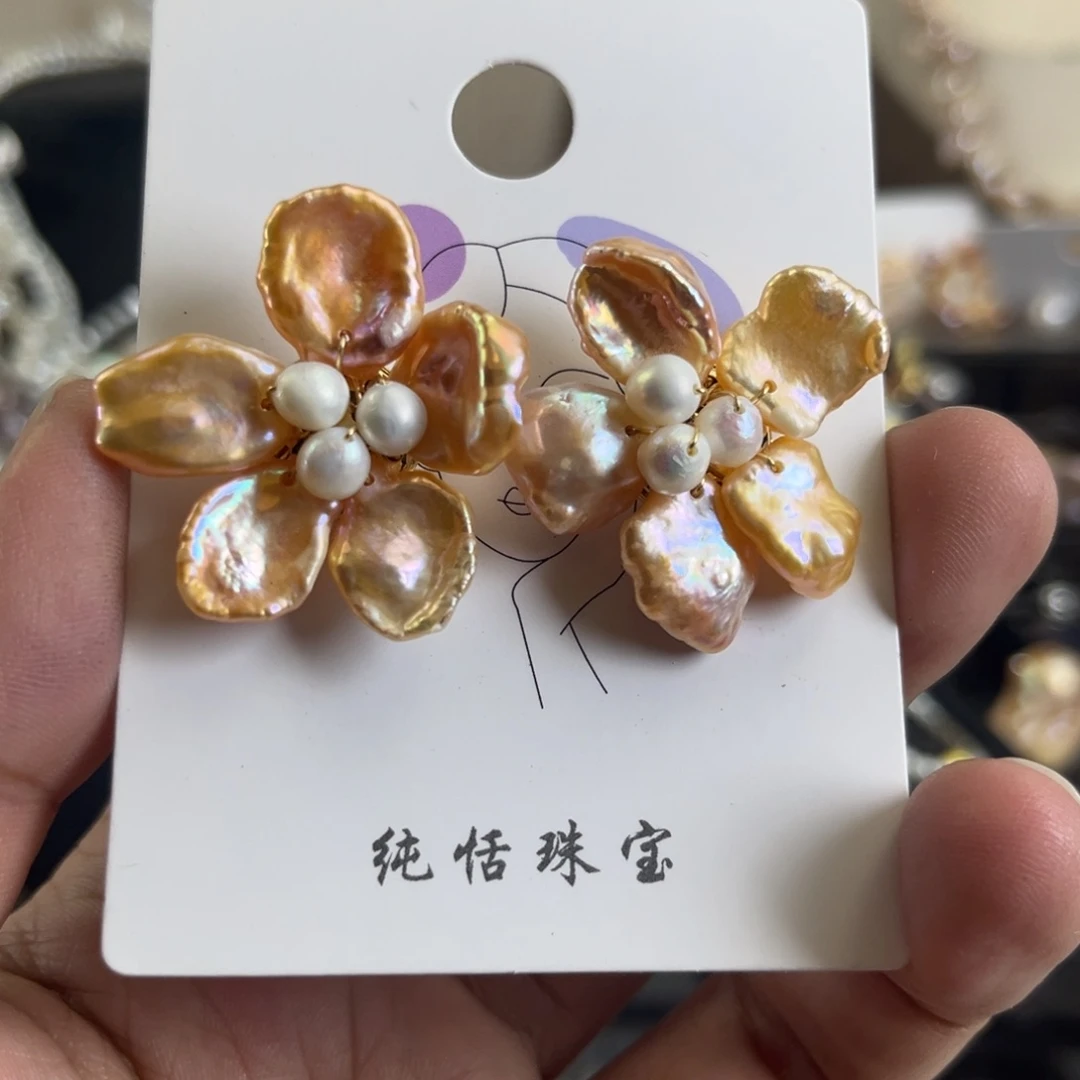 未镶嵌淡水珍珠耳饰鑫****了【纯恬】