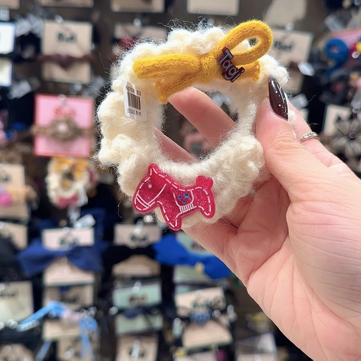 白色小马毛线发圈