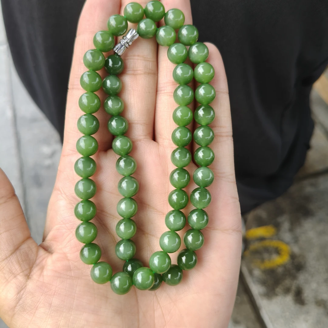 精品和田玉碧玉卡 8 妈妈链