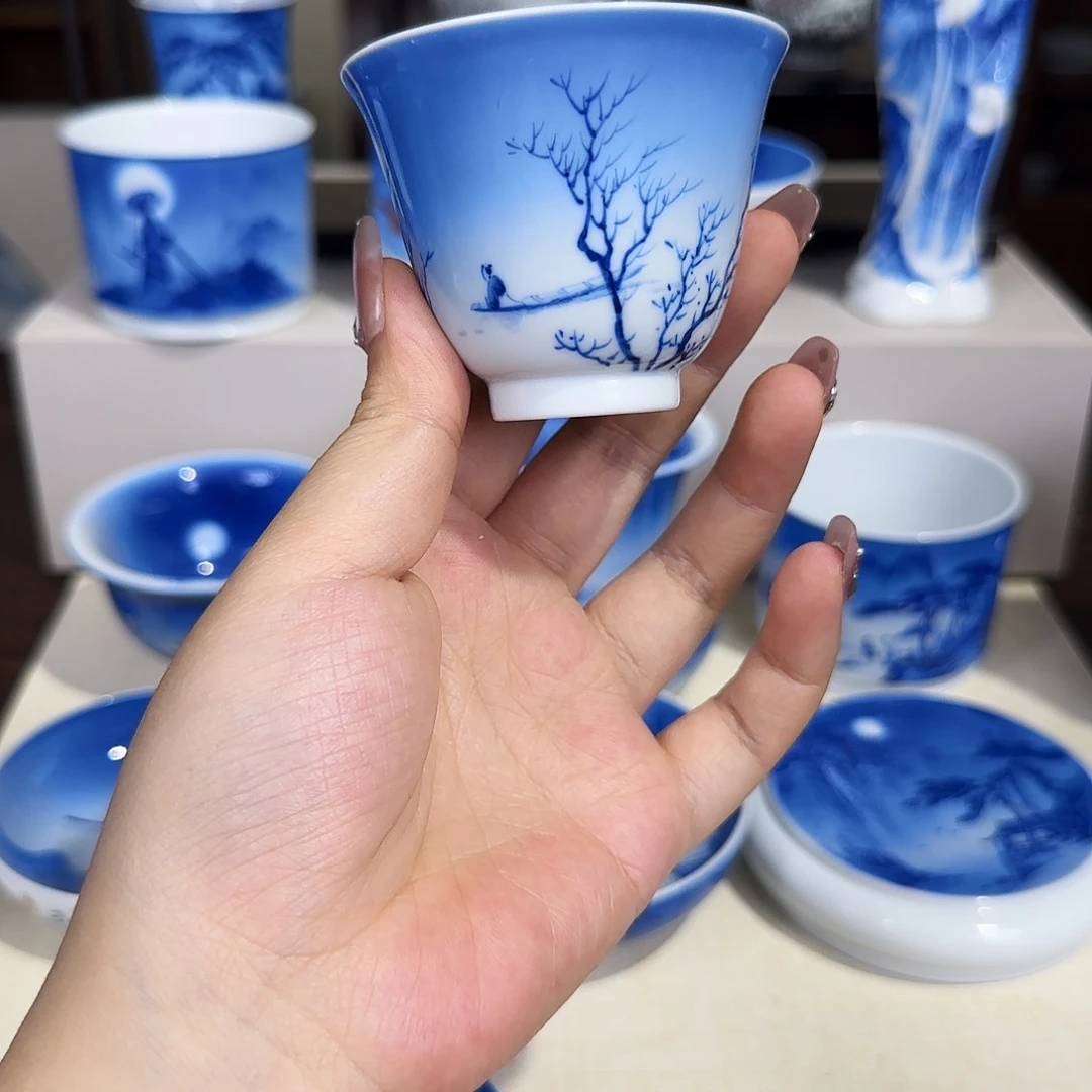 凯***响青花山水夜景杯杯
