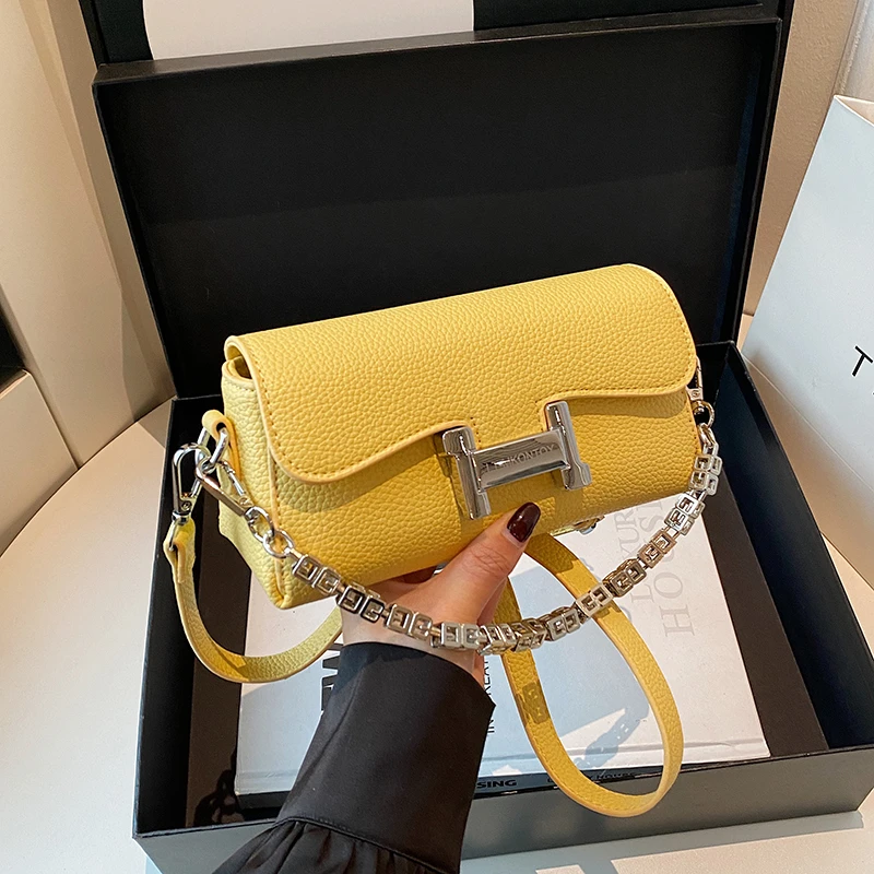 新款时尚百搭潮流女包单肩斜跨包1195黄色