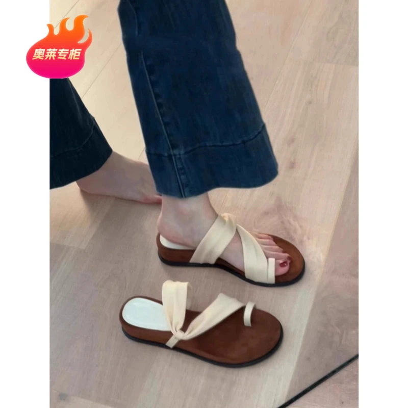 【奥莱专柜】套趾夹脚凉拖鞋女夏季外穿2025新款时透明高跟鞋凉鞋