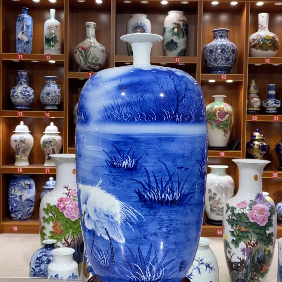 摆件陶青花瓷，纯手绘
