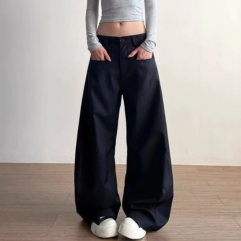 松弛感弯刀版西裤休闲复古抗皱宽松高级垂感阔腿裤男女显瘦拖地裤