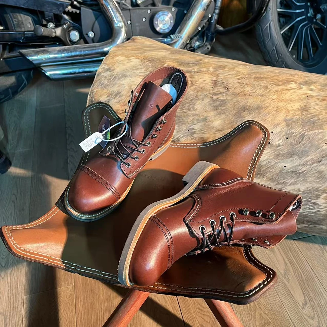 高端固特异工艺伞兵靴阿美咔叽风工装靴美式复古男女同款