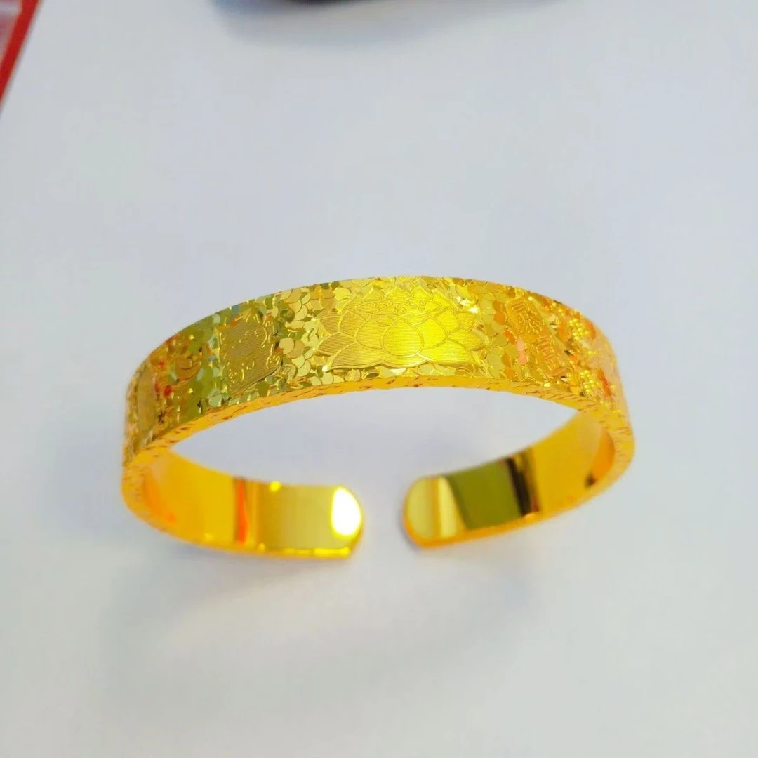 合金手镯 宽版开口吉言碎冰冰手镯