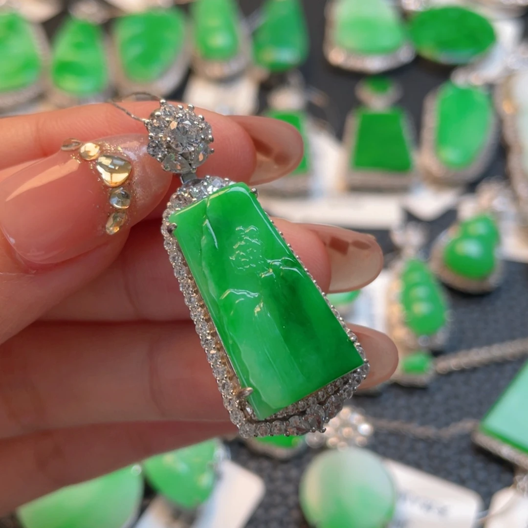 翡翠银S925镶嵌吊坠(不含链)