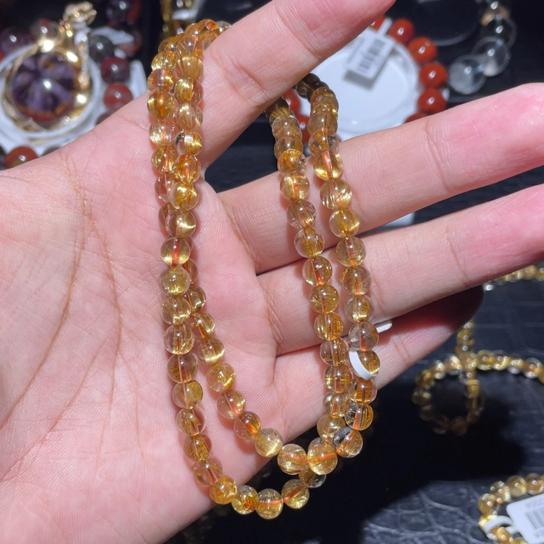 水晶未镶嵌手链6.5mm钛晶多圈手链