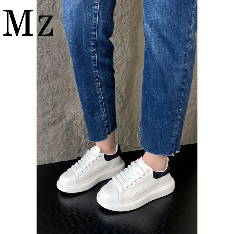 顶配/头层牛皮/4cm/昆昆/真皮运动休闲2025新款女单鞋百搭小白鞋