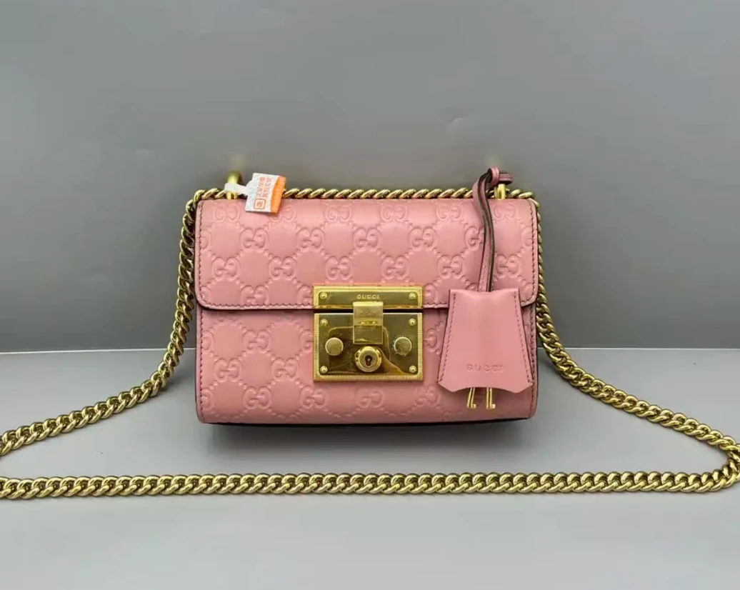95新 GUCCI/古驰 粉色印花月光宝盒