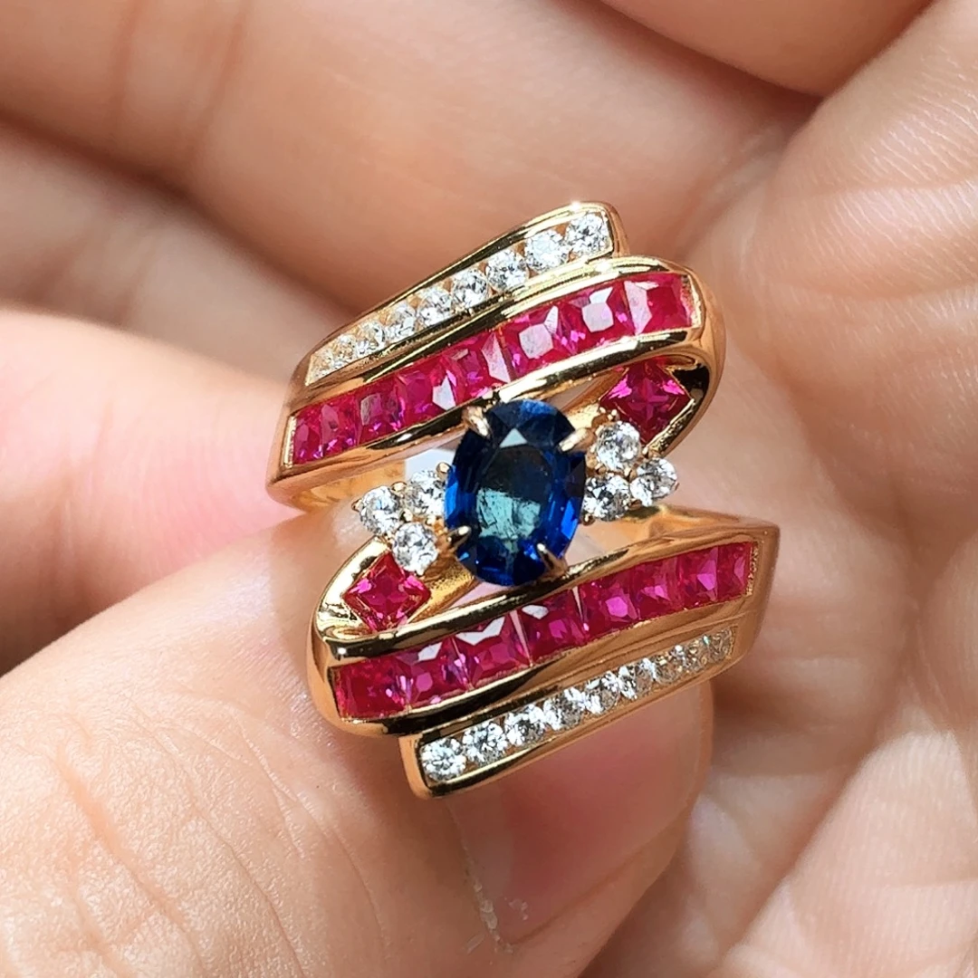 银S925镶嵌蓝宝石戒指