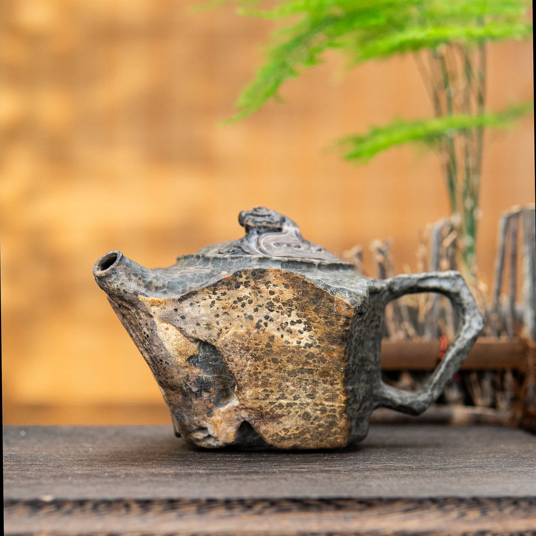 【隐龙】手凿原皮色巧雕随形壶纯手工雕刻泡茶壶冰碛岩高端茶具茶壶