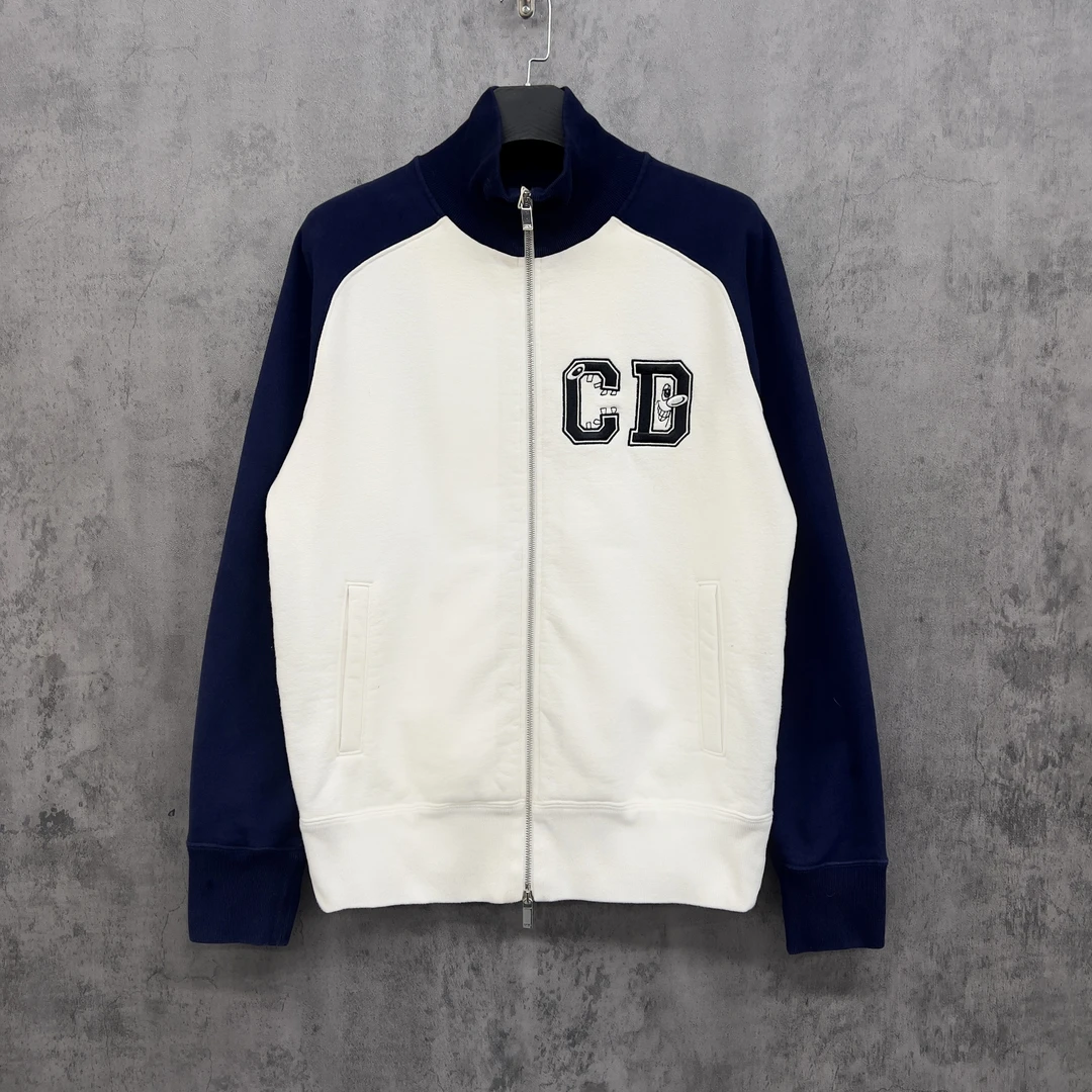 99新 DIOR/迪奥 刺绣Logo拉链拼接夹克外套/RK899/M码/宽松
