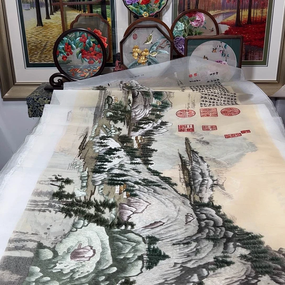 刺绣看**海纯手工刺绣画