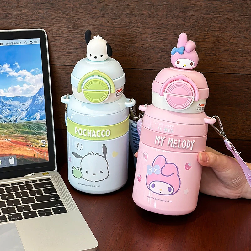 三丽鸥库洛米儿童保温杯上学专用女生双饮吸管杯子幼儿园宝宝水壶