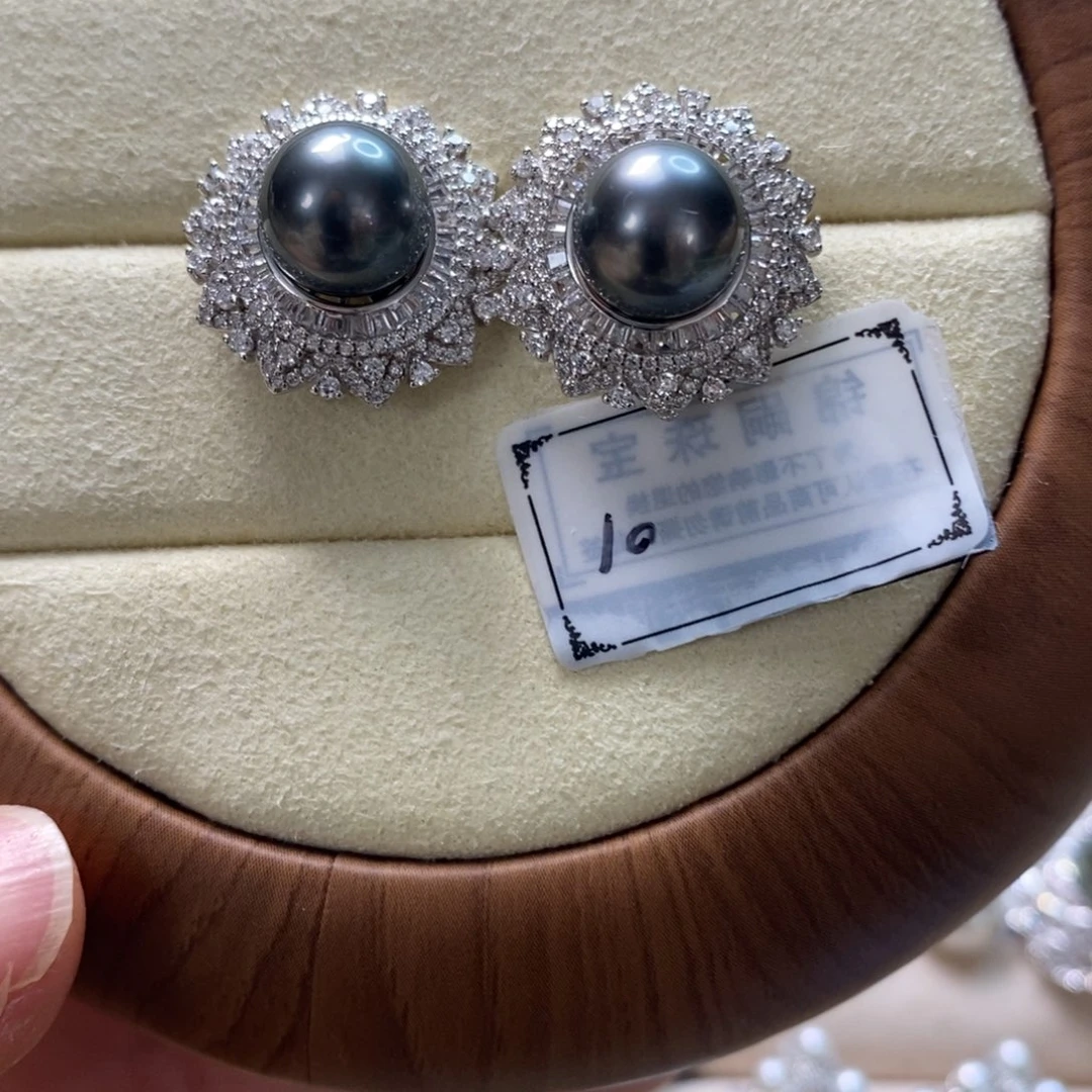 海水珍珠耳饰银S925镶嵌