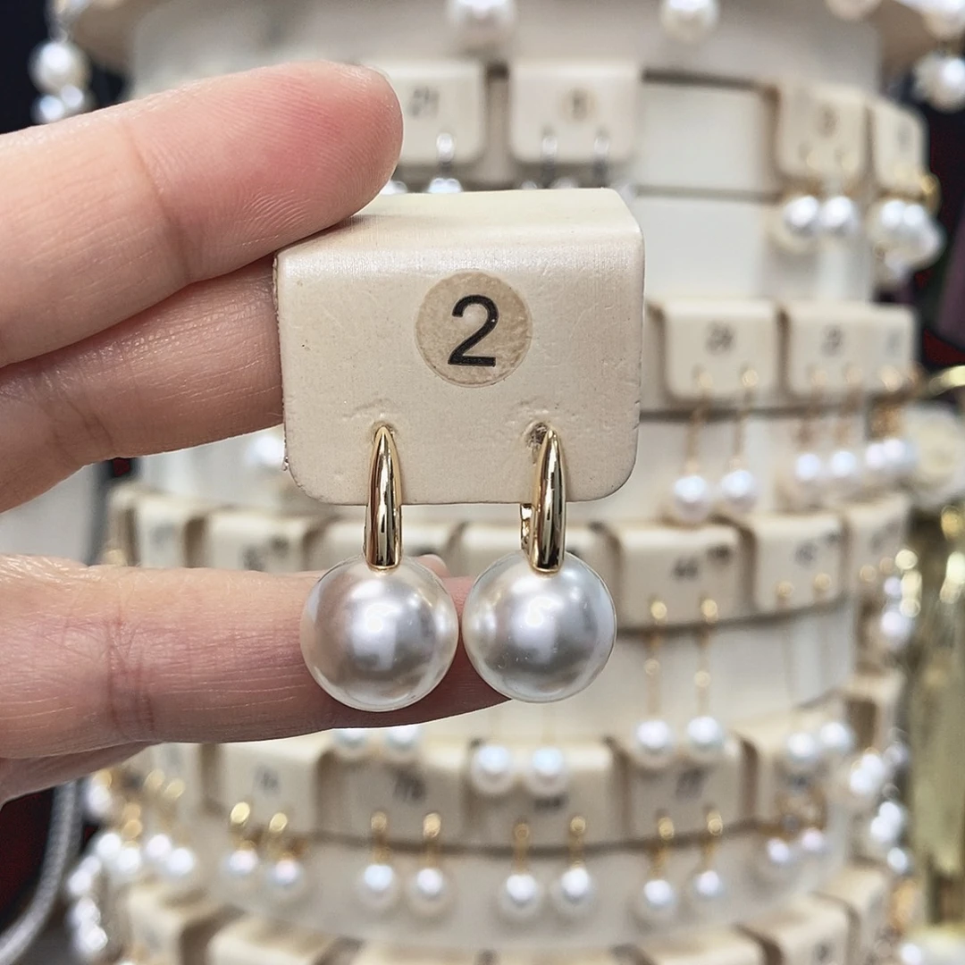 耳饰银S925镶嵌淡水珍珠