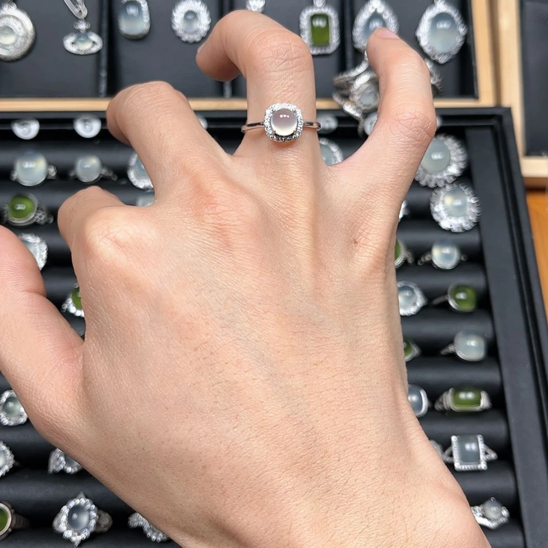 【闪购商品】岫玉戒指银S925镶嵌赵*虎