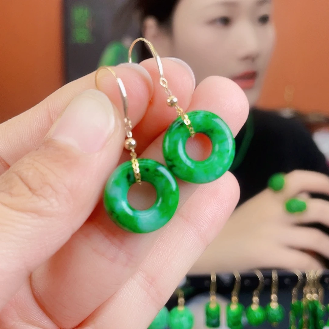 翡翠18K金镶嵌耳饰