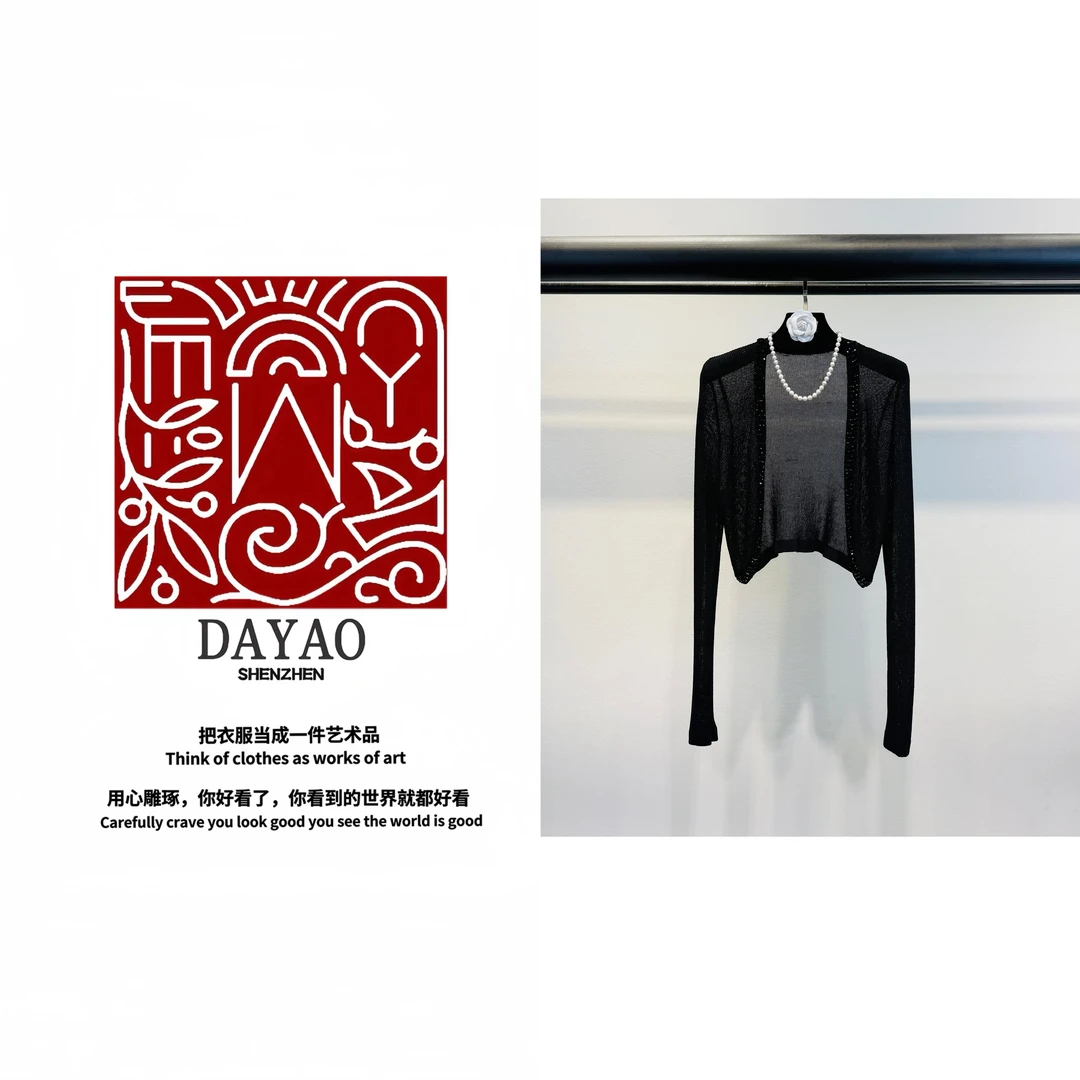 「DAYAO」25s 夏季凉快超薄透气上衣长袖黑色低调好看外衣WYS252104