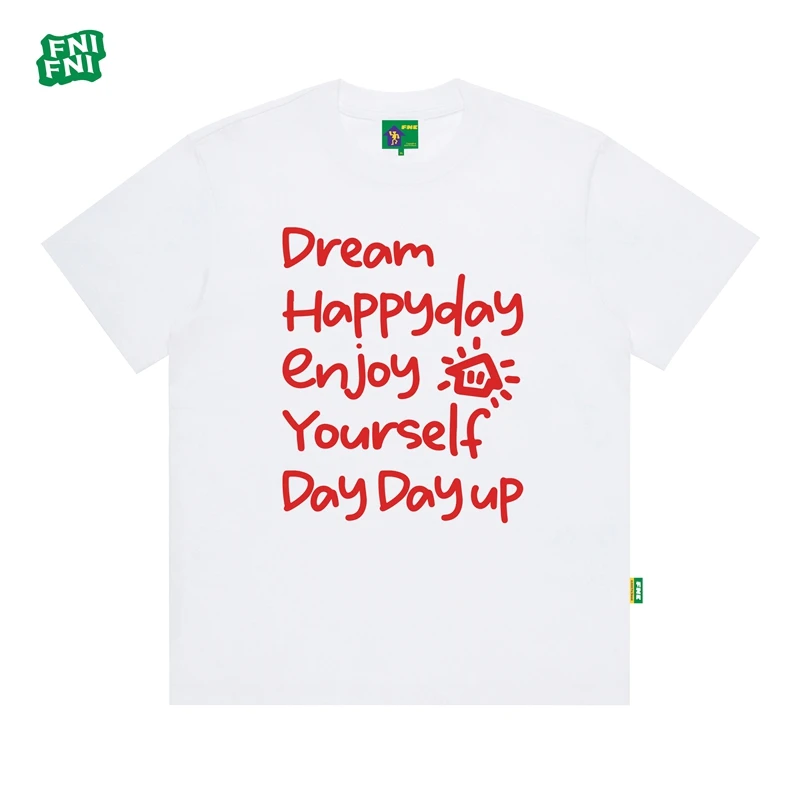 FNI绿标系列（Day Day up）重磅纯棉男女同款t恤美式短袖新款发泡