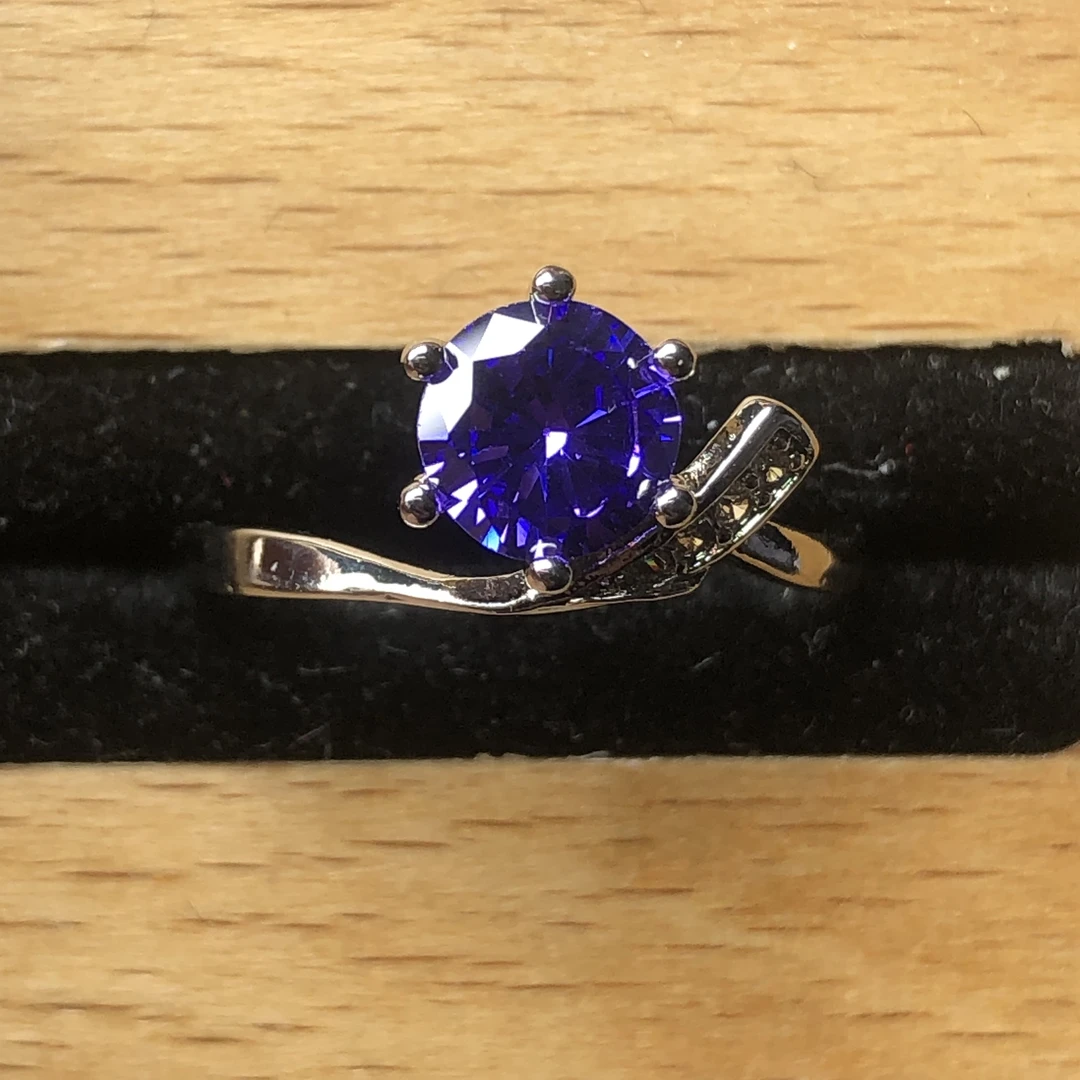1166妖紫水戒指银色托开口可调节