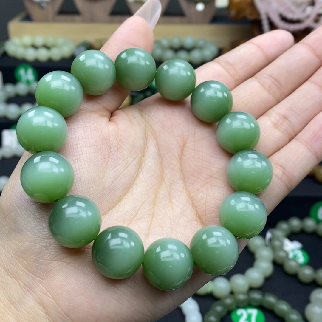 和田玉手链未镶嵌猫眼16mm