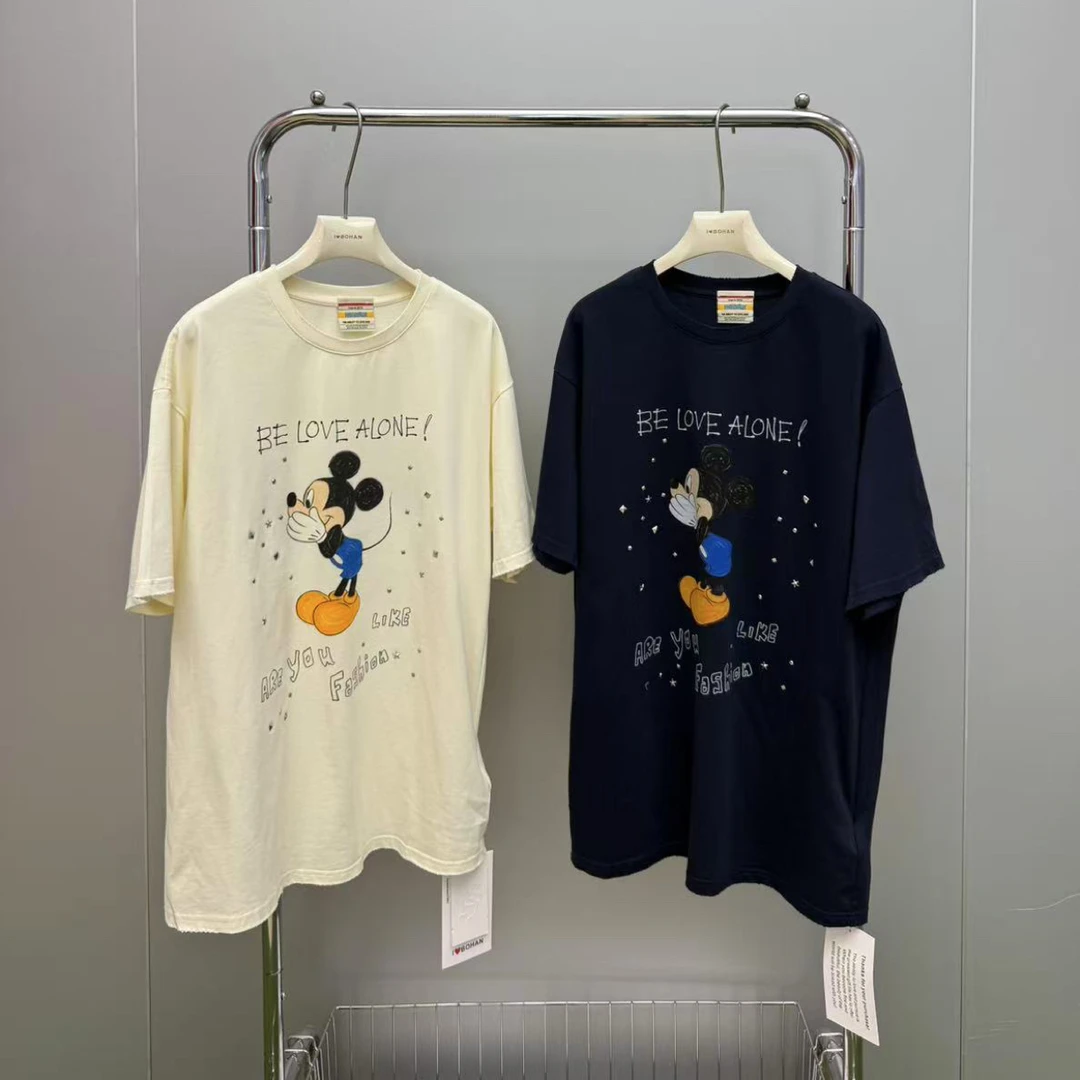 欧洲站6327#BOHAN秀秀2026春夏新品牵手米奇印图大版舒适T恤潮牌