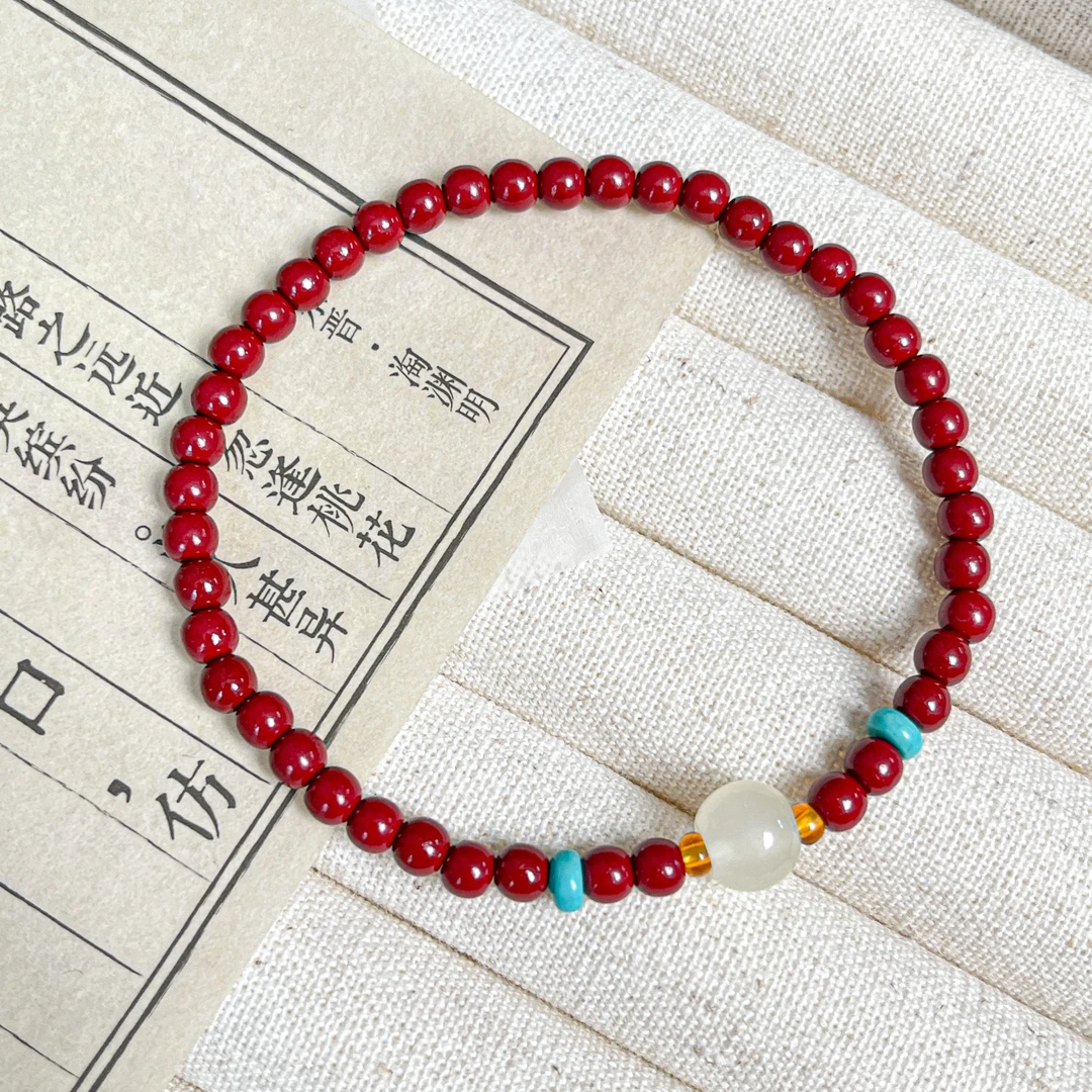 天然辰砂紫金砂圆珠晓源手串4mm     Y-F103045