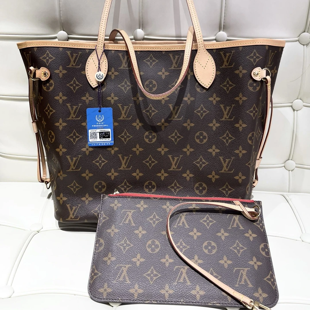 95新 LouisVuitton/路易威登 119553 lv老花nf中号红色内里手提包