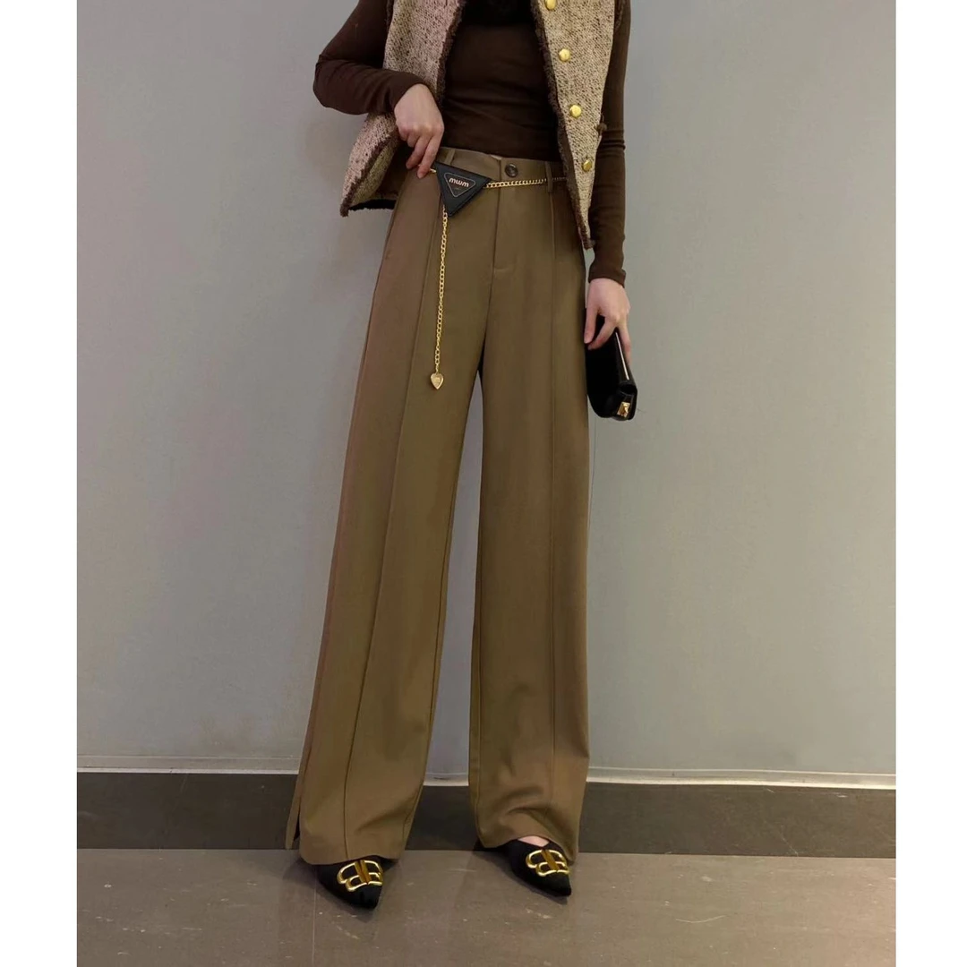 KIKI严选：1291-N家欧洲站南油秋季新款时尚链条直筒休闲裤