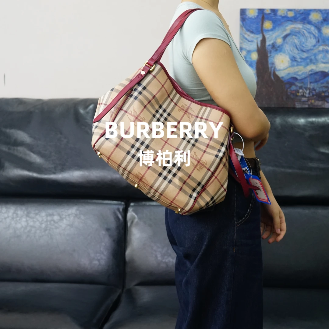 95新 BURBERRY/博柏利 战马格纹托特包/ZH06804019/4019