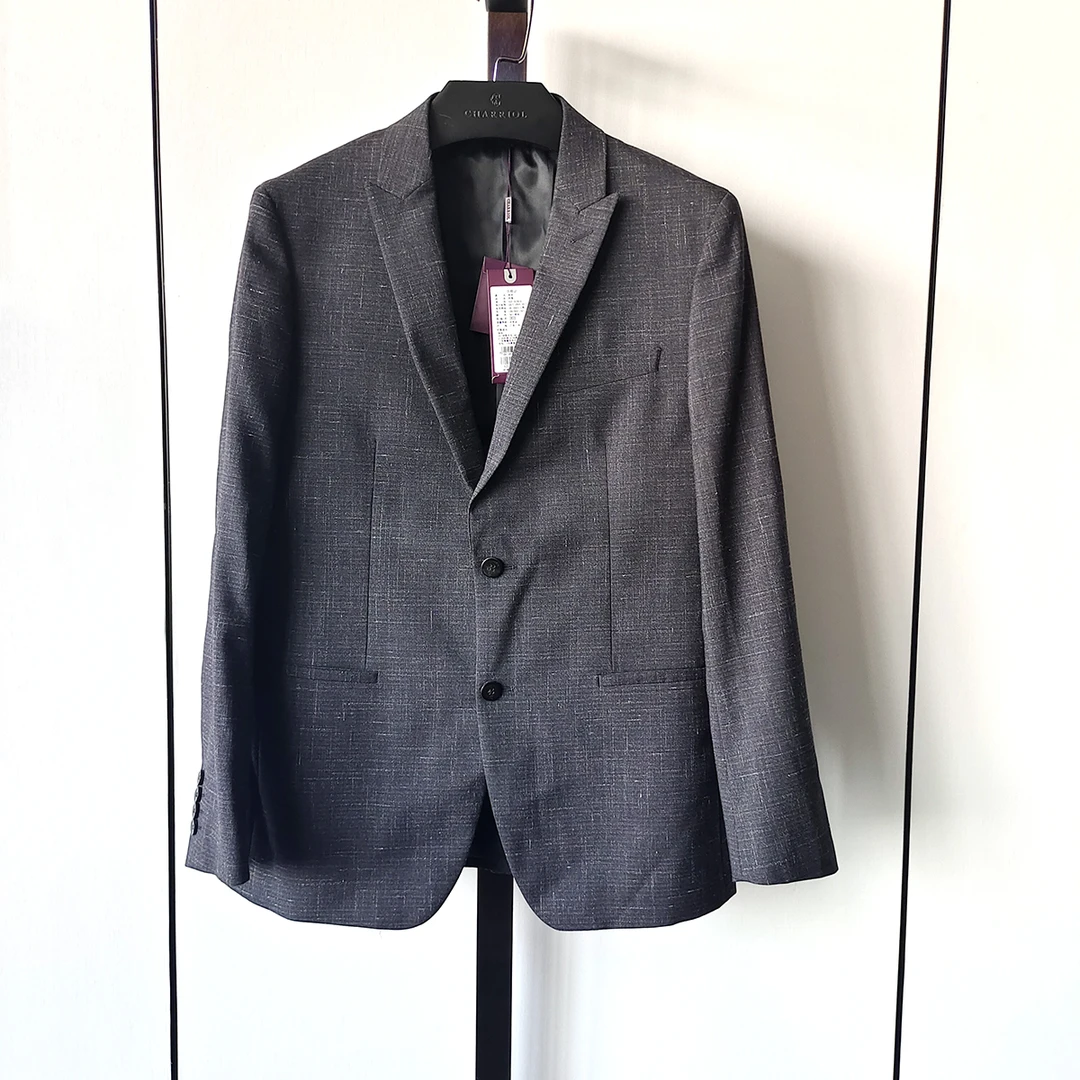 524号 男士长袖西服秋季提花商务休闲职业开衫外套A25-203919