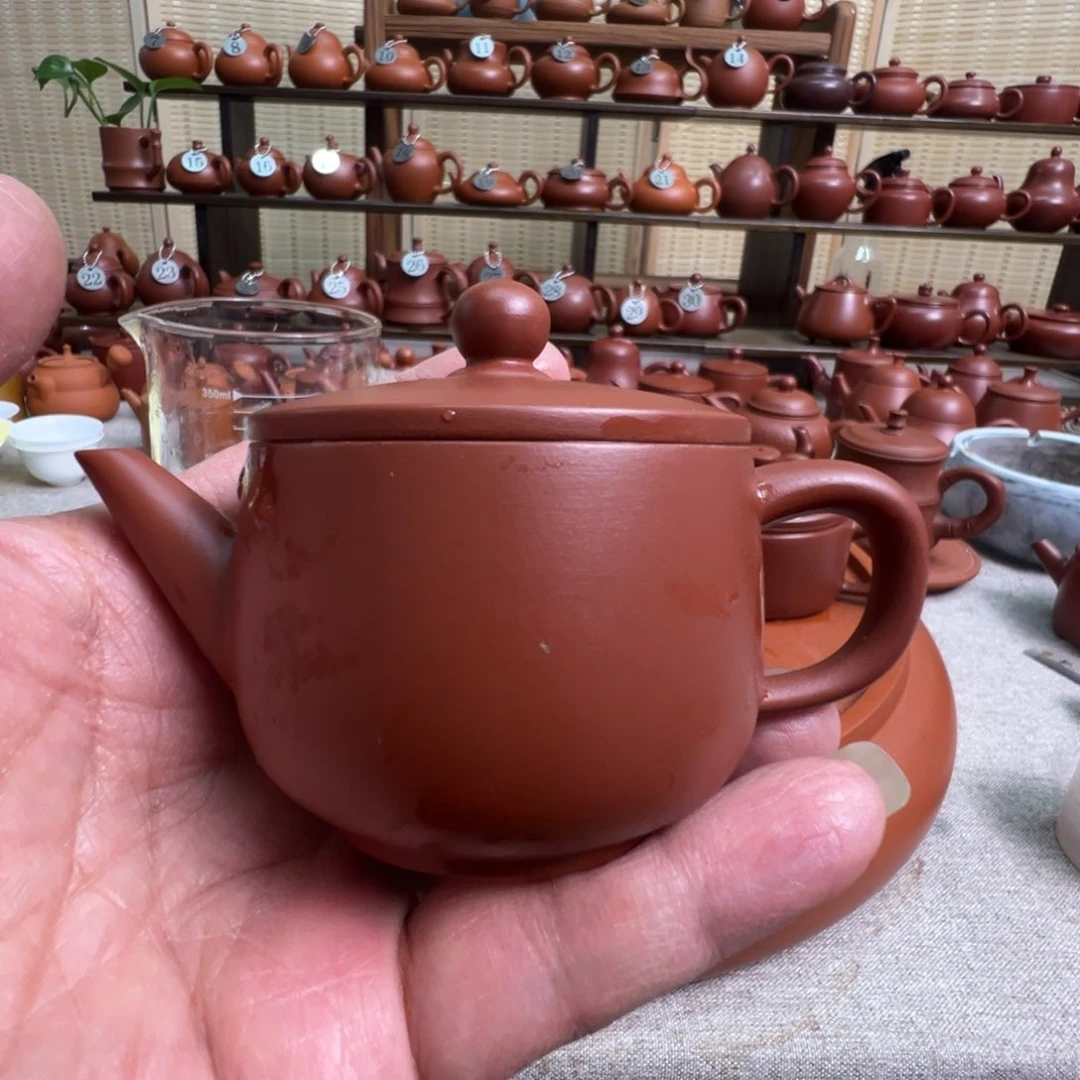 紫砂茶壶隆潮州手拉朱泥壶，微瑕不退换