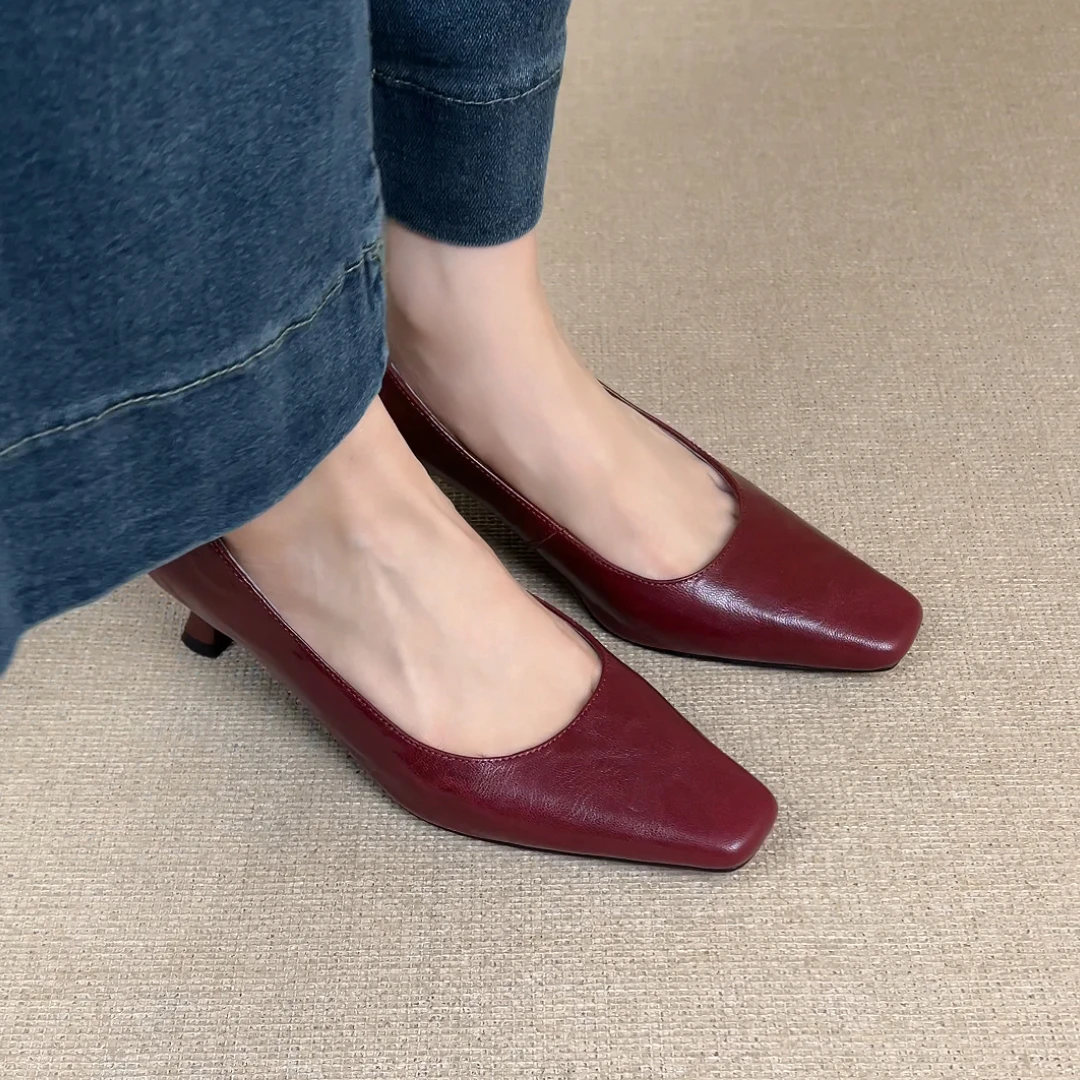 nnmiss•34-39/5cm小方头浅口气质优雅高跟鞋复古百搭通勤时尚单鞋