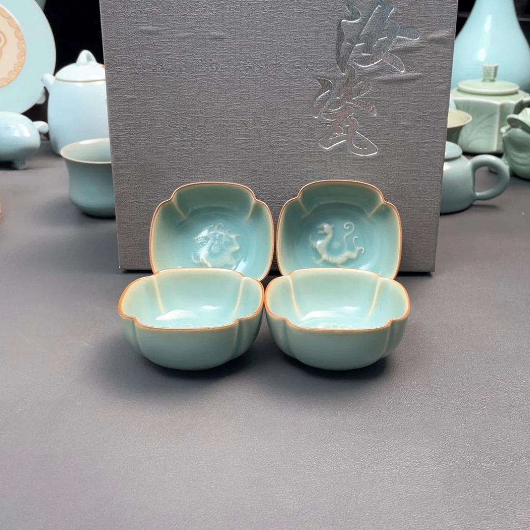 杯全手工仿古釉不开片四象杯