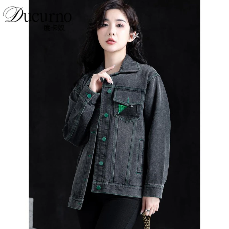 复古韩版百搭牛仔夹克女2025年秋季新款短款时尚宽松上衣休闲外套