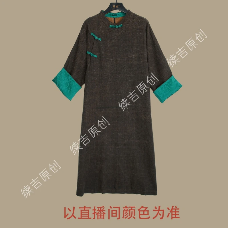 续吉出品4730宝藏店铺 2023新款柞蚕丝重工新中式旗袍