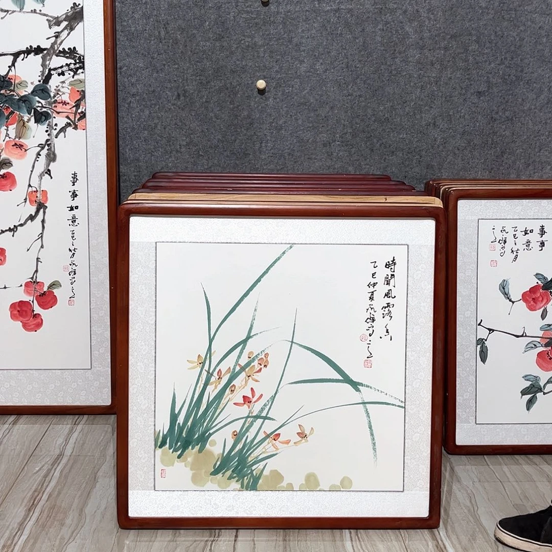国画书画作品带框63×63