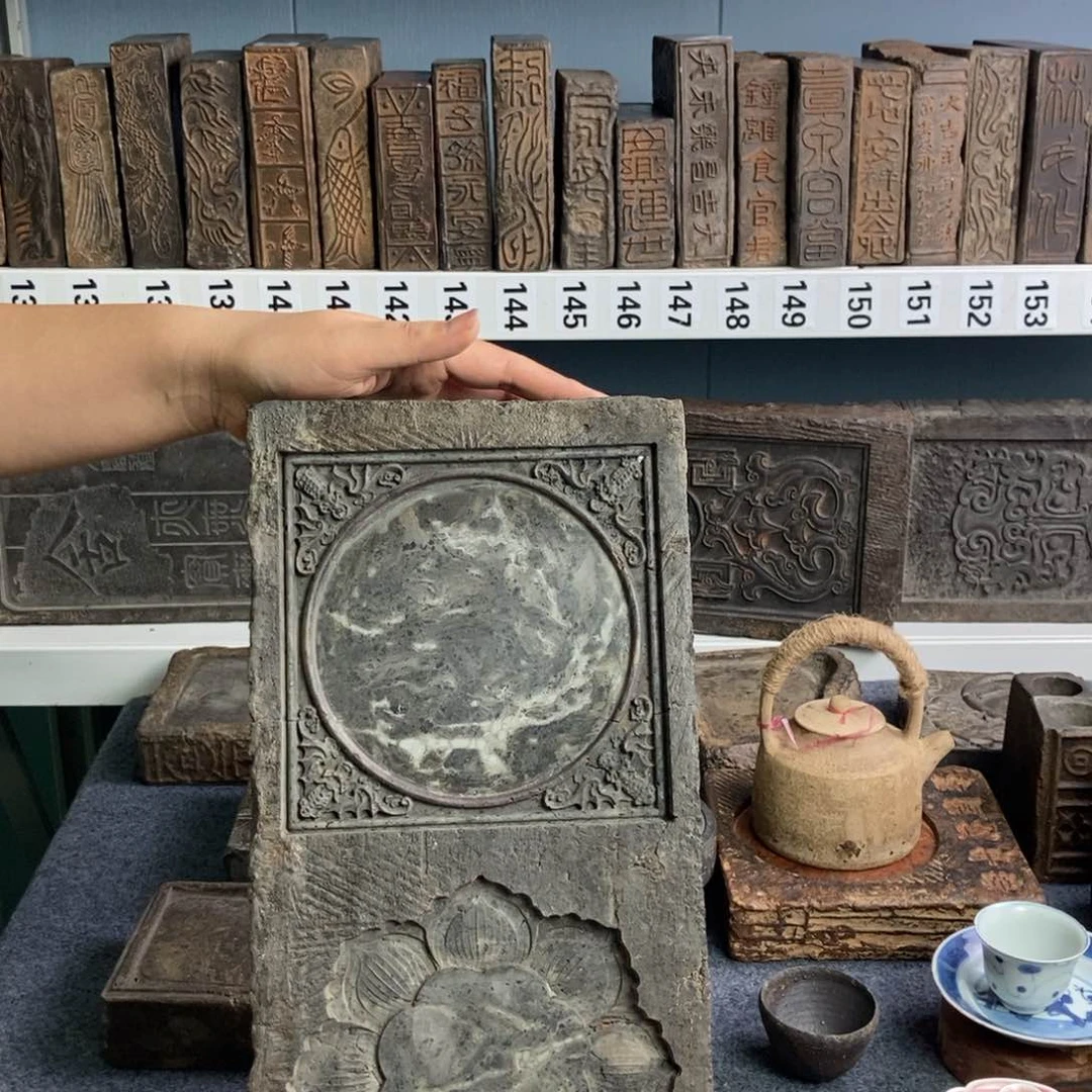 岸***Q古砖雕刻壶承干泡台